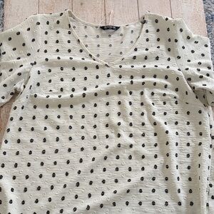 BloomChic Cream Top with Textured Cream and Black Dots